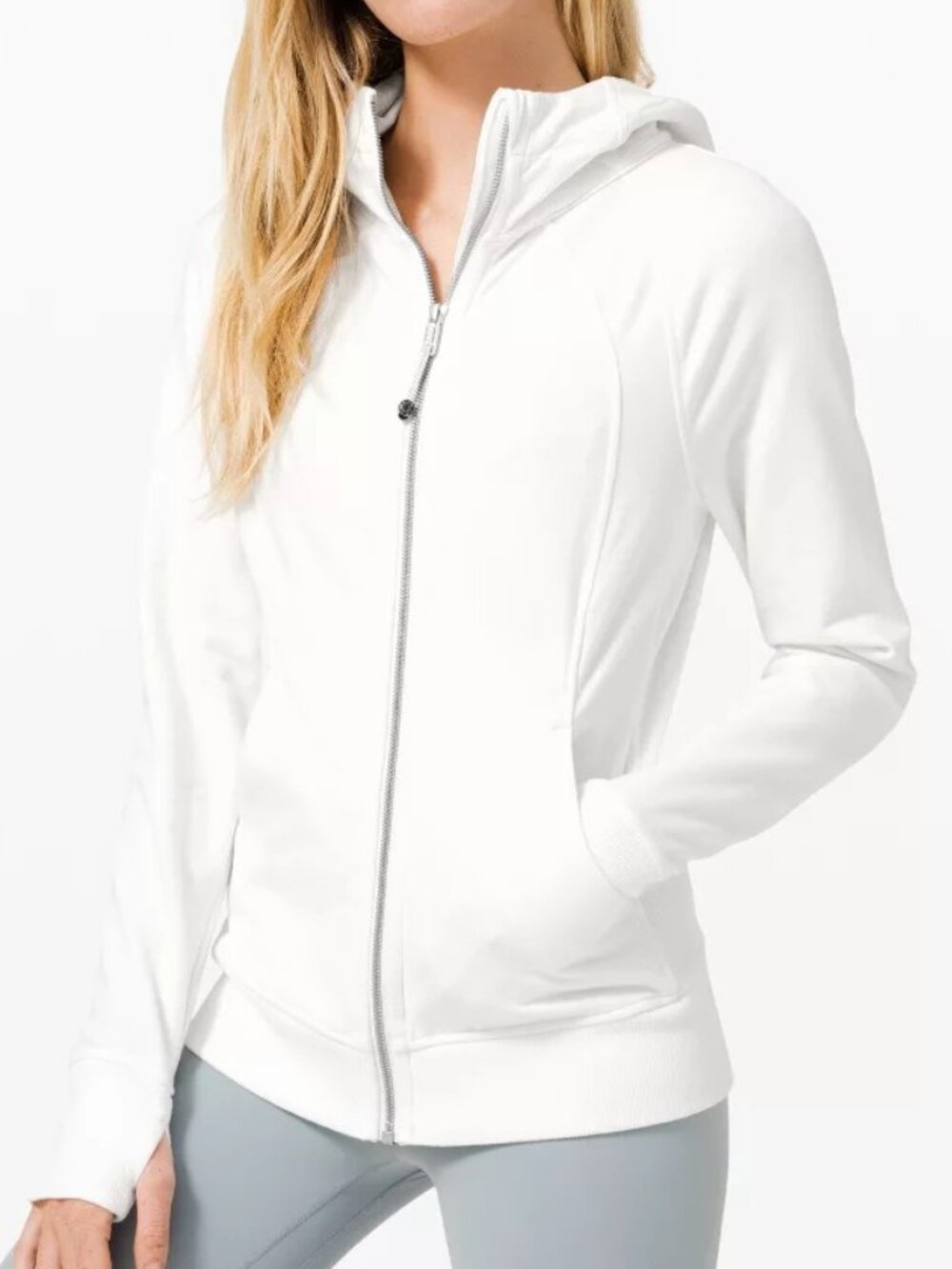 Excellent White Lululemon Athletica Scuba Jacket Hoodie Fleece Sz 4